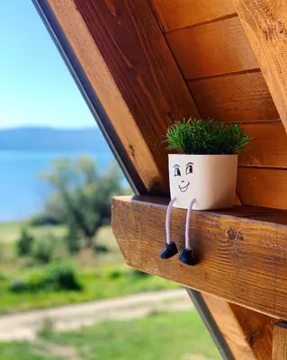 a plant in a pot sitting on a porch at Lake House Beliz in Livno