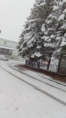 a snow covered street with a fence and trees at Apartman Bor in Livno